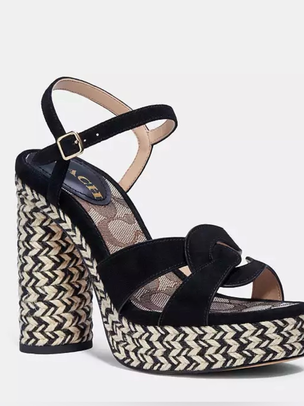 COACH TALINA SANDAL

STYLE #C2314
Heel: 3.5"
Platform Height: 1.25"
Suede upper